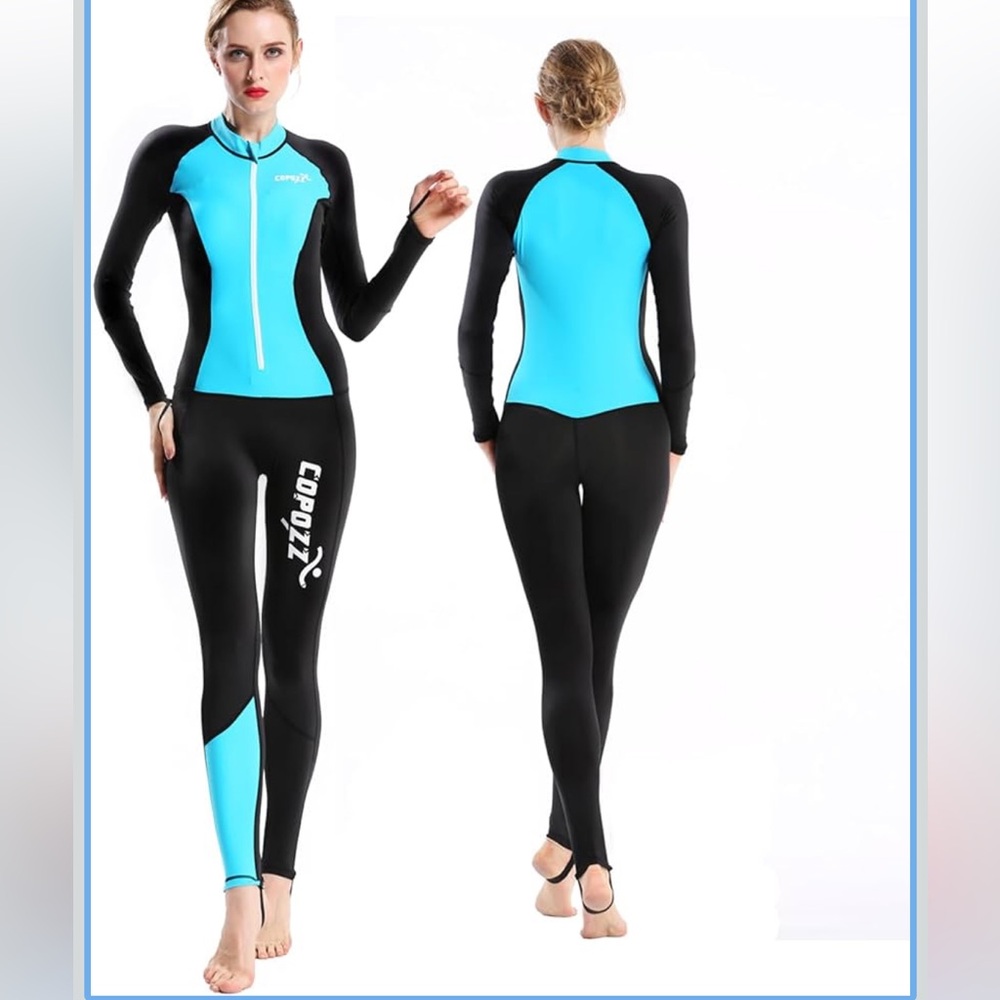 NWT Women's Copozz Blue and Black One Piece Swimsuit